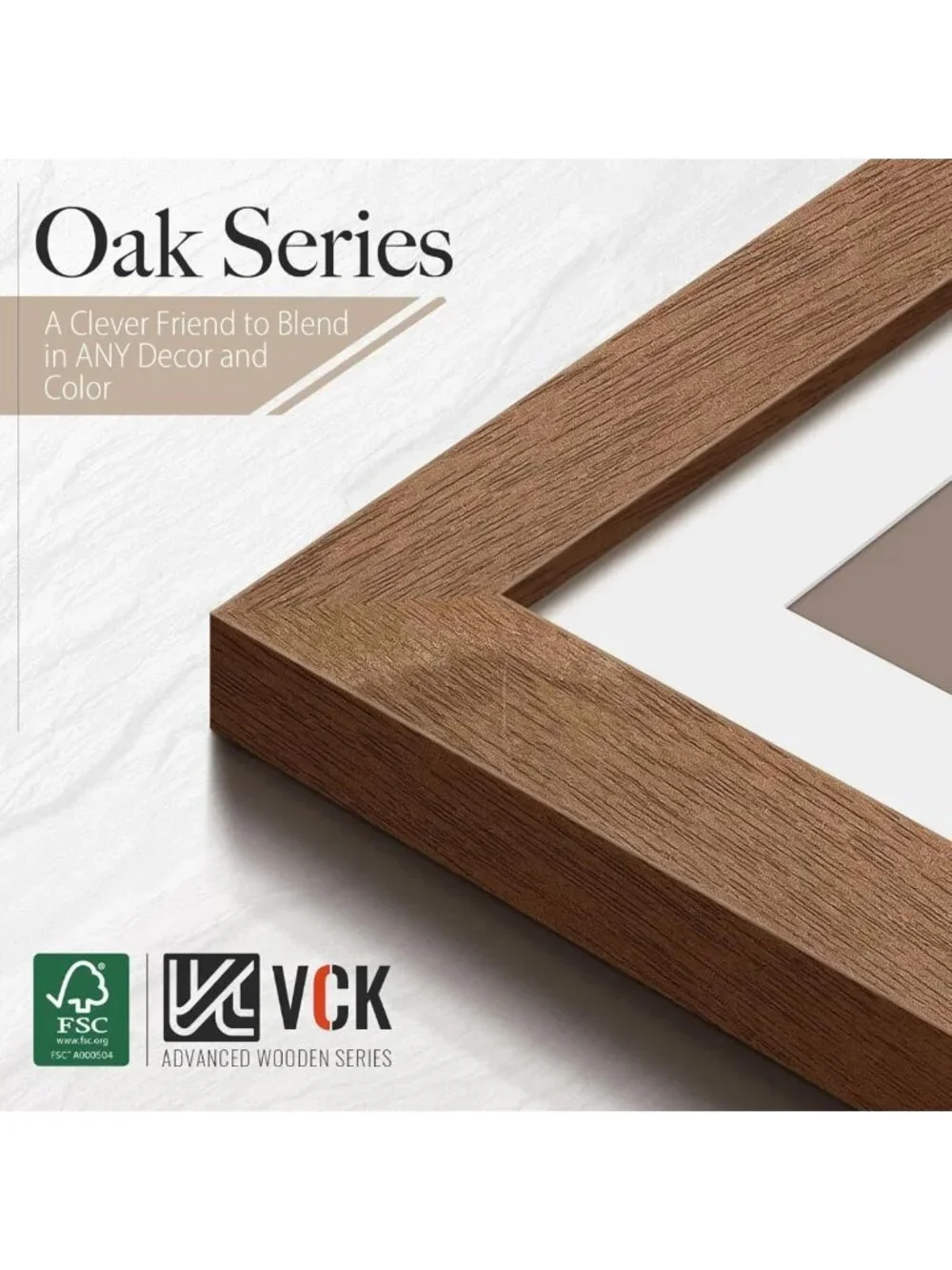 Natural Wood Grain Poster Frame Set of 5, Fits 16x20 with Mat or 18x24 Without